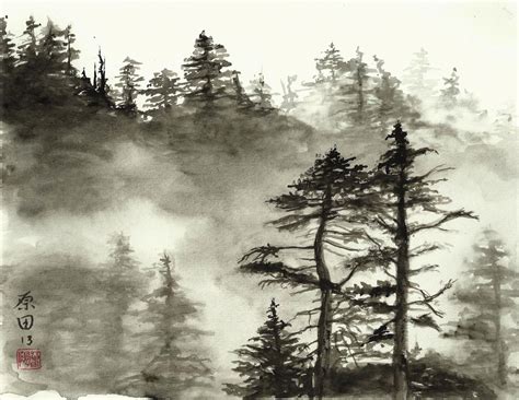 Carmen Harada Bosque Japonés Japanese Ink Painting Sumi E Painting