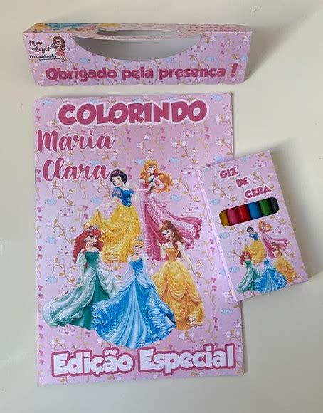 Kit Livro De Colorir E Giz De Cera Princesas Elo