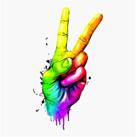 Hand Sign Of Peace Png Download Rainbow Peace Sign Fingers
