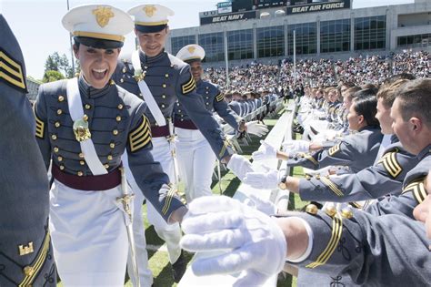 Graduates Of The Us Military Academys Class Of 2015 Congratulate Each Other During Their