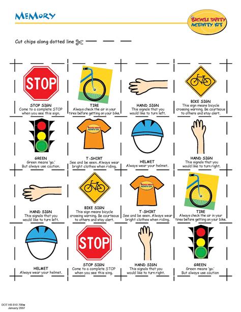 Bike Safety Actiivty: Memory (1 of 2) | Bike safety activities, Teaching safety, Bike safety