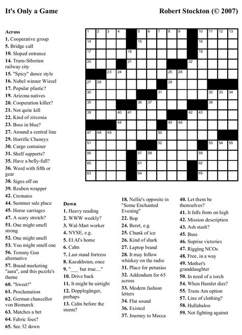 Free Printable Crossword Puzzles Medium Difficulty With Answers