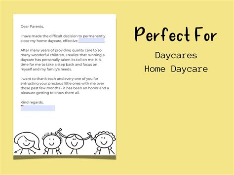 Daycare Permanent Closure Letter to Parents Daycare Closing Notice