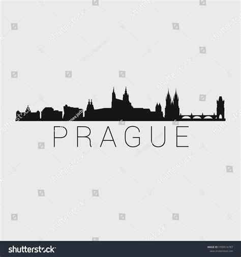 Prague Czech Republic Skyline Silhouette City Stock Vector Royalty
