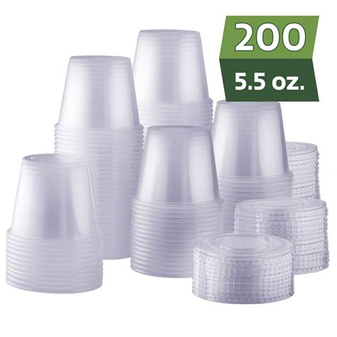 200 Sets 55 Oz Plastic Disposable Portion Cups With Lids Souffle