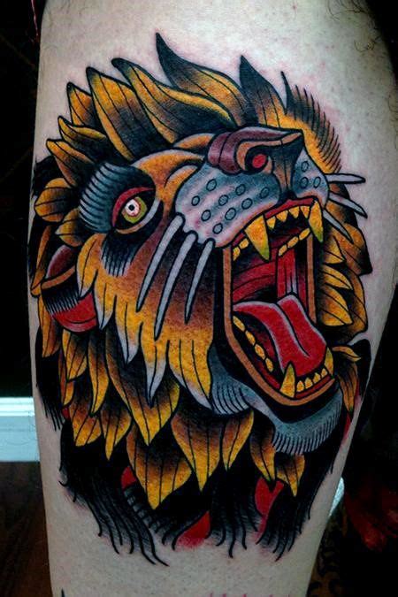 30 Traditional Lion Tattoo Designs For Men Retro Big Cat