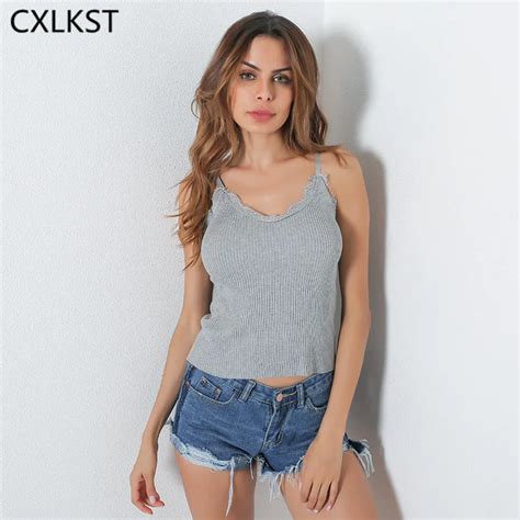 Cxlkst Women See Through Lace Patchwork Slim Casual Tank Camisoles 2017 Stretch V Neck Backless