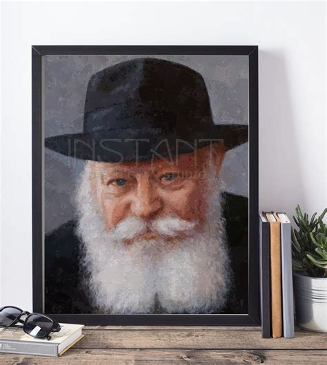Rabbi Menachem Mendel Schneerson Portrait Oil Painting Print Etsy