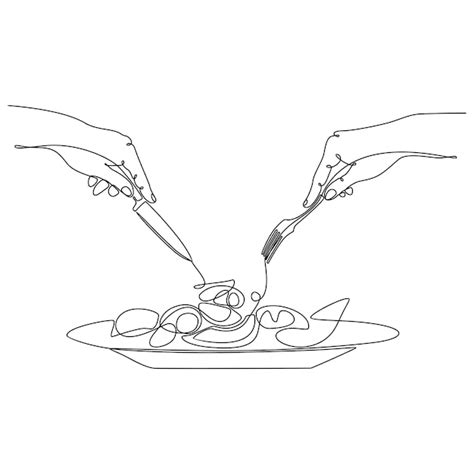 Premium Vector Continuous Line Drawing Of A Hand Holding A Fork With