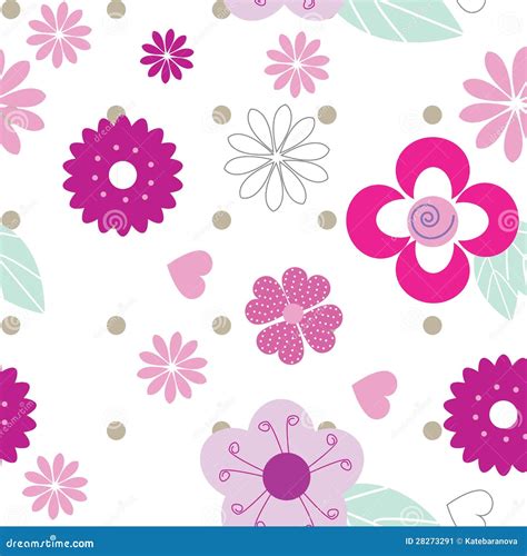 Cute Seamless Background Pattern With Pink Flowers Stock Image Image