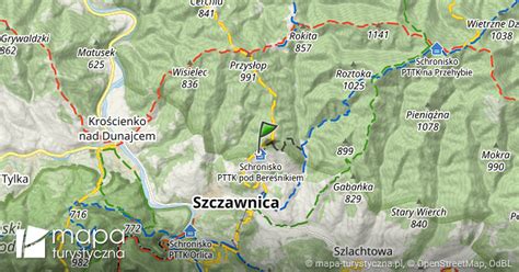 Bacówka PTTK Pod Bereśnikiem mapa szlaków turystycznych mapa