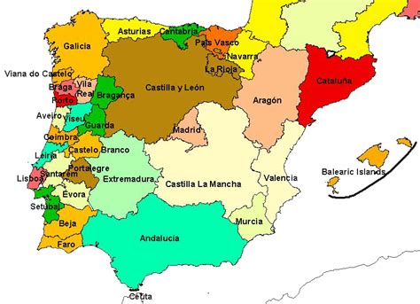 Zoom Euromaps Provinces Of Spain And Portugal