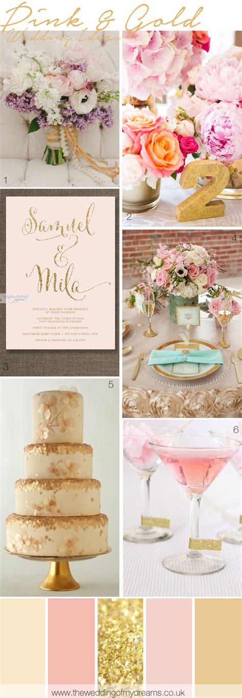 pink and gold wedding inspiration and decorations