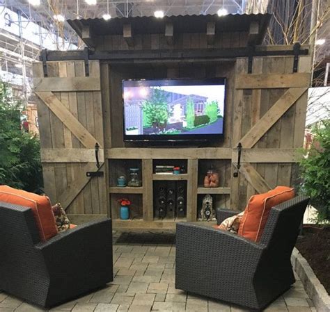 Reclaimed wood rustic outdoor TV cabinet with by ...