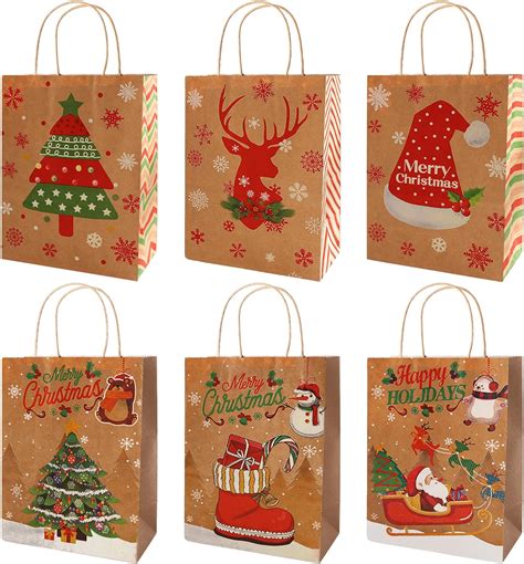 Christmas Gift Bags Packs Christmas Brown Paper Bags Kraft Paper