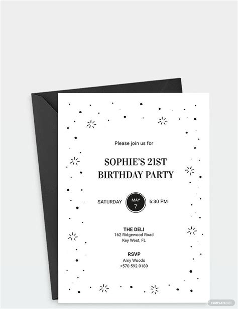 Black And White Birthday Party Invitation Template Download In Word