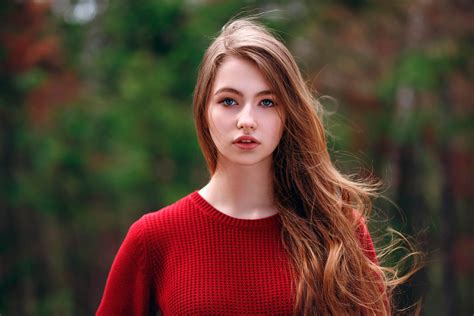 2000x1333 Long Hair Profile Blue Eyes Model Woman Redhead Girl