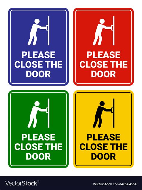 Please Close The Door Sign Collection Royalty Free Vector