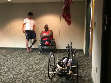 Marine On A Mission Double Amputee Handcycling Across Us Visits So