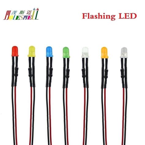 1000pcs 3mm Flashing 9v 12v Dc Diffusedwater Clear Led Pre Wired Red Yellow Blue Green White