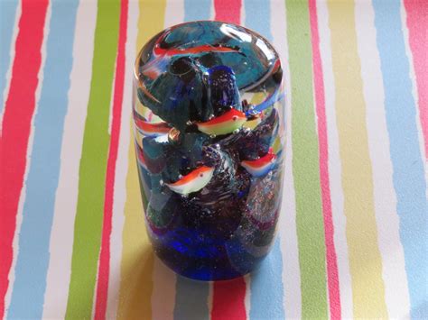 Vintage Glass Paperweight Ocean Theme Coral Reef Colorful Etsy