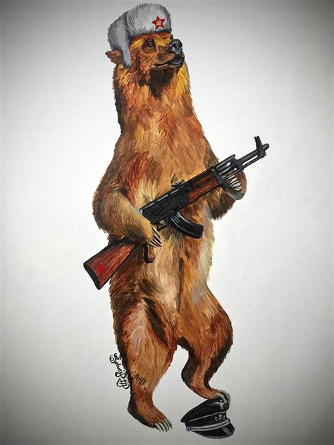 Soviet Bear Painting By Solveig Inga