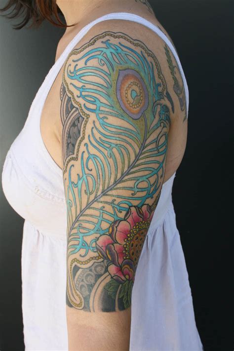 289 Fascinating Half Sleeve Tattoos For Women Creativefan Peacock