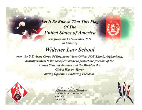 High receives american flag flown over base in. Flag Flown Over Afghanistan Certificate - Care Packages ...
