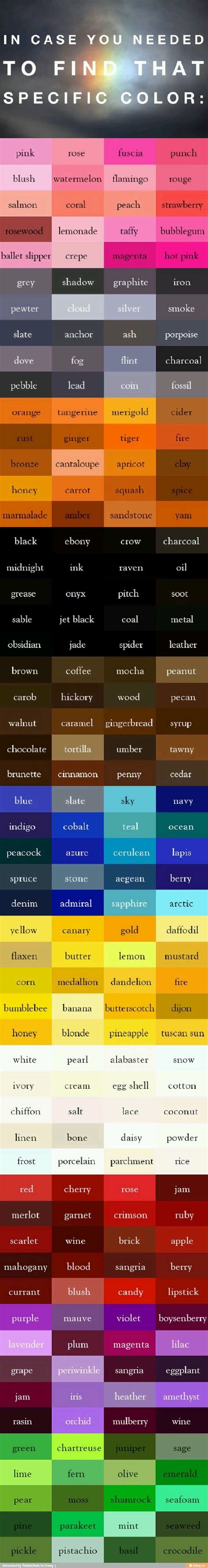 Description Lists For Colors