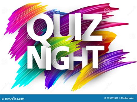 Quiz Night Poster With Colorful Brush Strokes Stock Vector