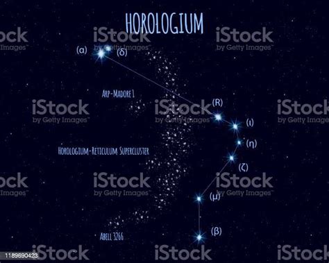 Horologium Constellation Vector Illustration With Basic Stars Stock