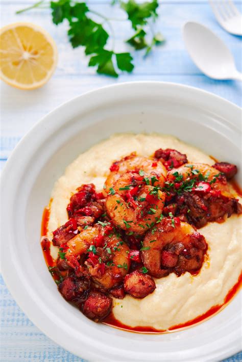 Best Shrimp And Grits Recipe Cajun Shrimp With Cheddar Cheese Grits