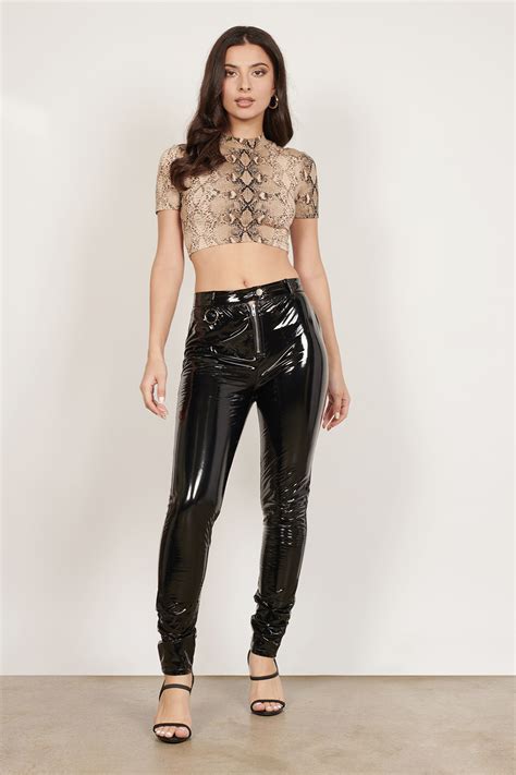 Perfect Control Patent Leather Pants In Black 36 Tobi Us