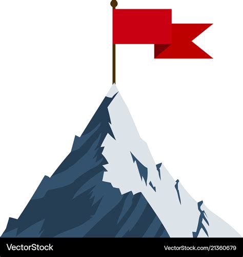 Red Flag On Mountain Peak Royalty Free Vector Image