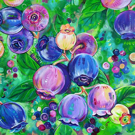 Blueberries Acrylic Painting Painting Art Prints Art