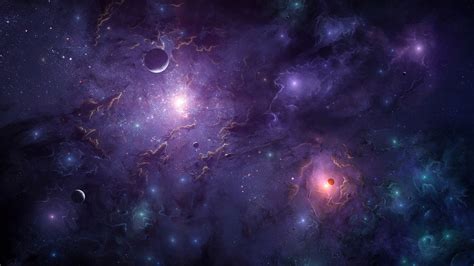 Download Wallpaper 2048x1152 Space Galaxy Shine Planets Clouds