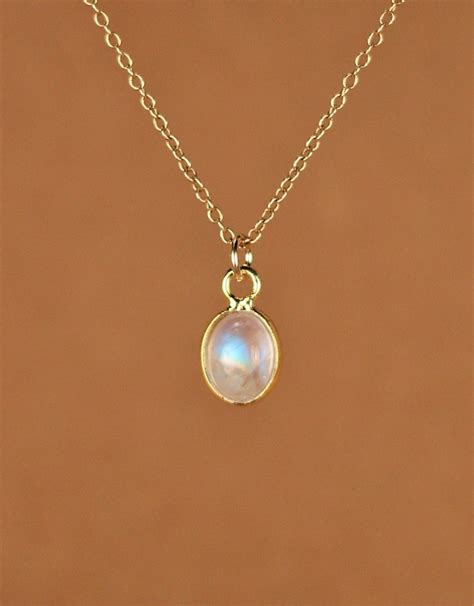 Moonstone Necklace Gold Moonstone June Birthstone A Gold Etsy