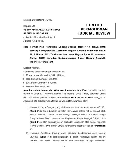 Contoh Permohonan Judicial Review Pdf