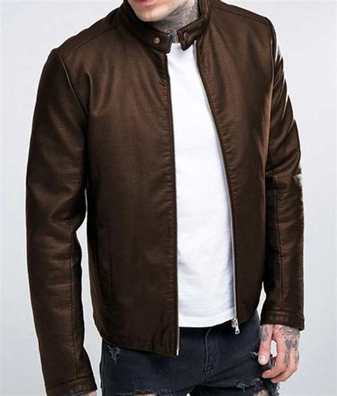 Discover striking men's leather jackets at farfetch now to give your wardrobe a rebellious new edge. Mens Casual Brown Leather Stand-up Collar Leather Jacket ...