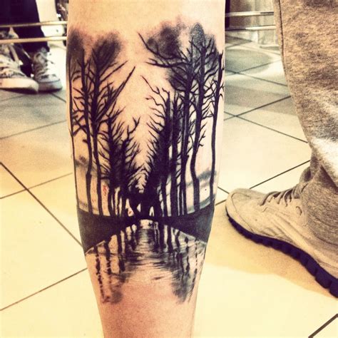 Forest Tattoo On Calves Blackwork By Nadezhda Kupchishina Forest
