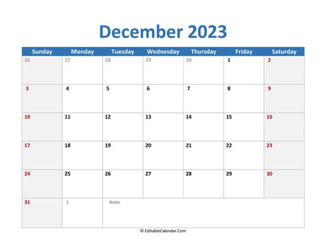 December 2023 Printable Calendar With Holidays