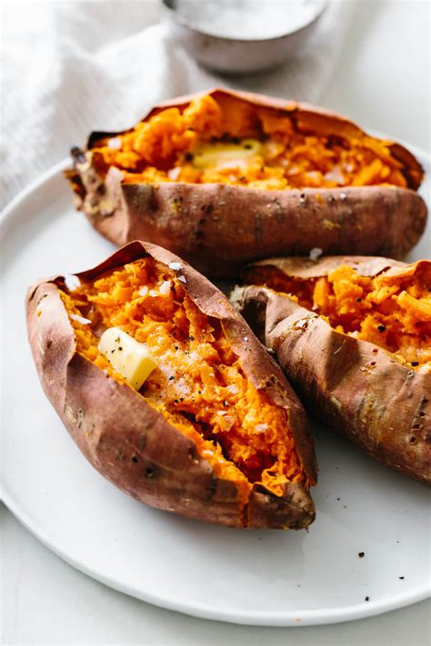 Sprinkle with kosher salt and place potato directly on rack in middle of oven. Baked Sweet Potato: How to Bake Sweet Potatoes Perfectly ...