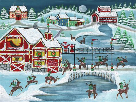 Reindeer Runway Christmas Reindeer Home Painting By Cheryl Bartley