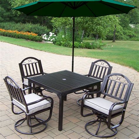 Oakland Living Rochester 40 X 40 In Swivel Patio Dining Set With