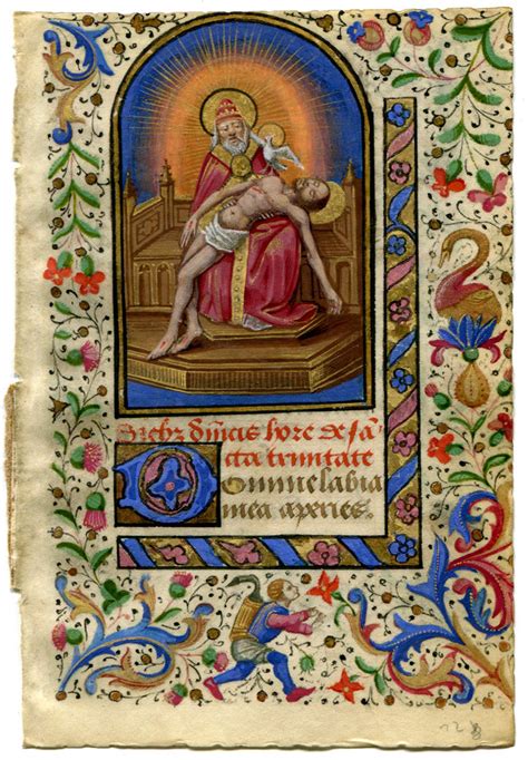 Illuminated Manuscript Miniature Of The Holy Trinity The Mercy Seat