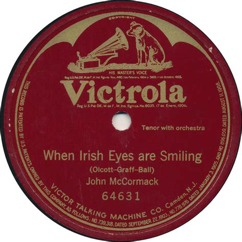 John Mccormack When Irish Eyes Are Smiling Shellac 10 78 Rpm