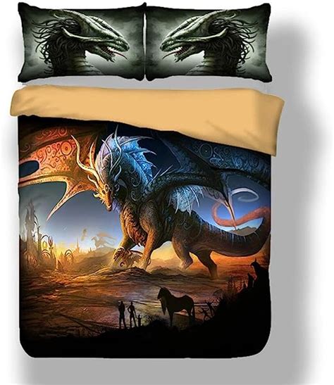 Sticker Superb Bedding Set 3d Flying Dragon Duvet Cover Set 3 Pieces