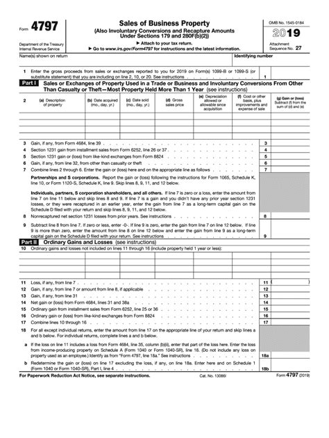 2019 Form Irs 4797 Fill Online Printable Fillable Blank Pdffiller