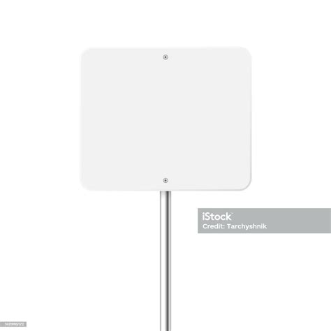 Road Traffic Sign Highway Signboard On A Chrome Metal Pole Blank White