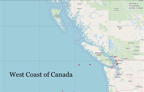 Map Of Canada West Coast Maps Of The World